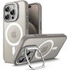 image:imageJETech Kickstand Case for iPhone 15 Pro Max 67Inch Compatible with MagSafe Builtin Adjustable Camera Stand Translucent Matte Magnetic Back Slim Shockproof Phone Cover Black TitaniumNatural Titanium