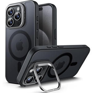 image:imageJETech Kickstand Case for iPhone 15 Pro Max 67Inch Compatible with MagSafe Builtin Adjustable Camera Stand Translucent Matte Magnetic Back Slim Shockproof Phone Cover Black TitaniumBlack Titanium