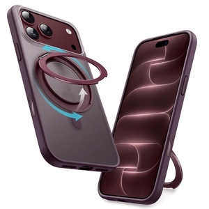image:imageJETech 360 Rotatable Ring Stand Case for iPhone 18 Pro Max ClearDark Cherry