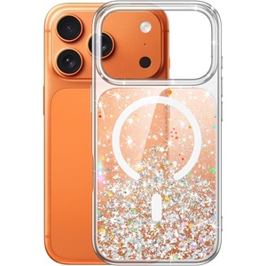 image:imageJETech Magnetic Glitter Case for iPhone 17 Pro Max ClearOrange