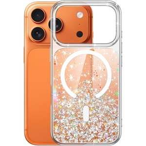 image:imageJETech Magnetic Glitter Case for iPhone 17 Pro ClearOrange